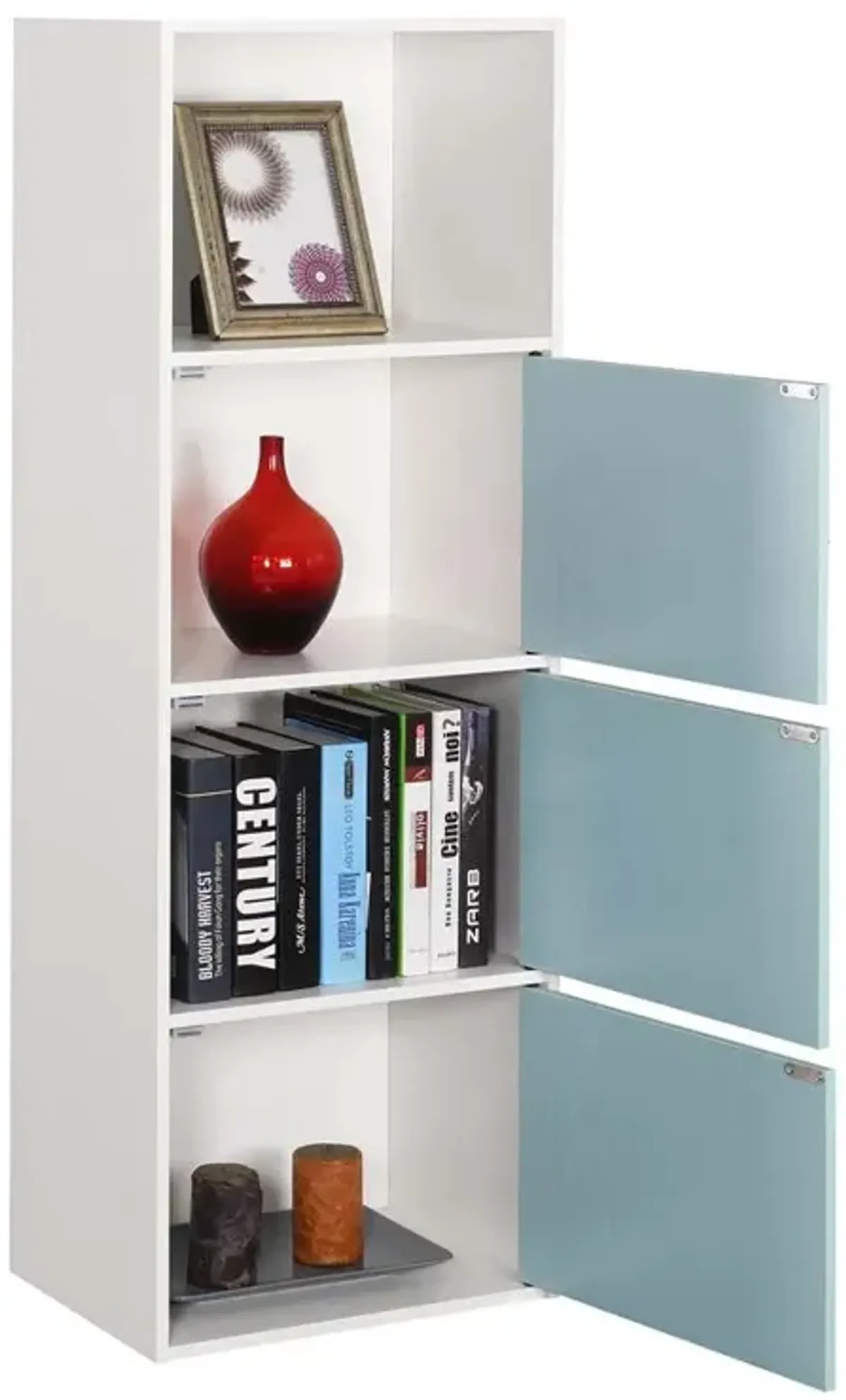 Convenience Concepts Xtra Storage 3 Door Cabinet with Shelf, White/Seafoam