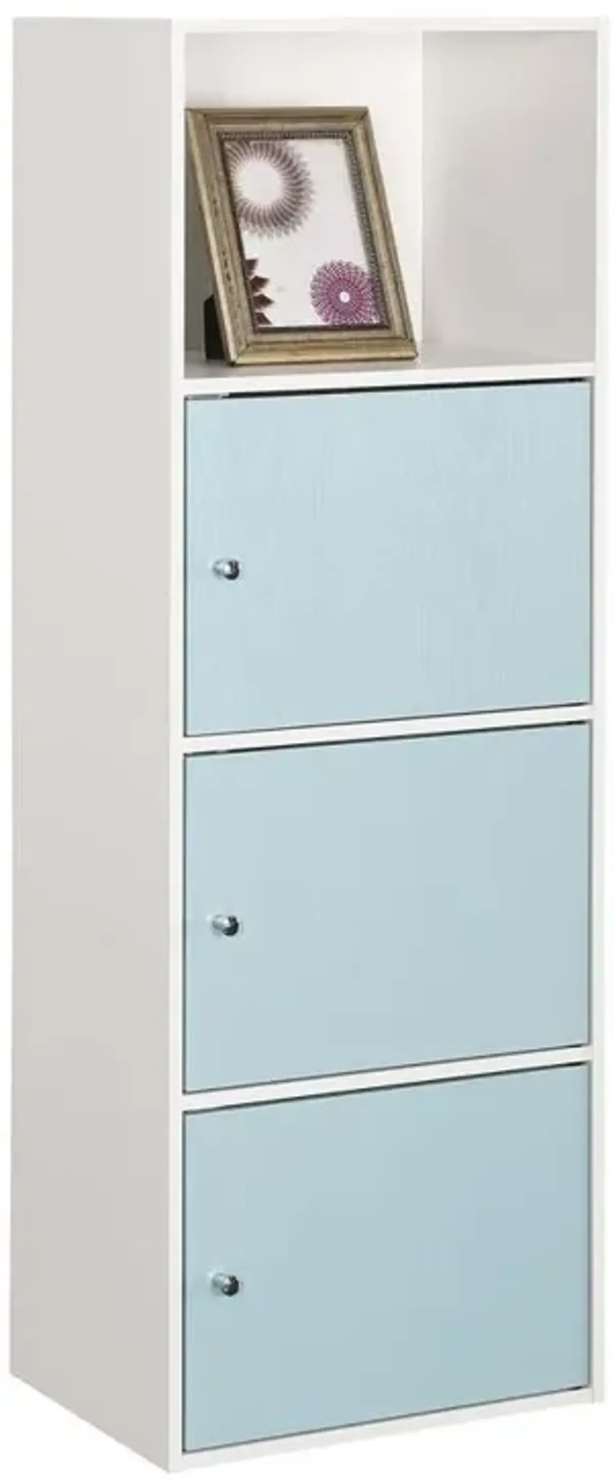 Convenience Concepts Xtra Storage 3 Door Cabinet with Shelf, White/Seafoam