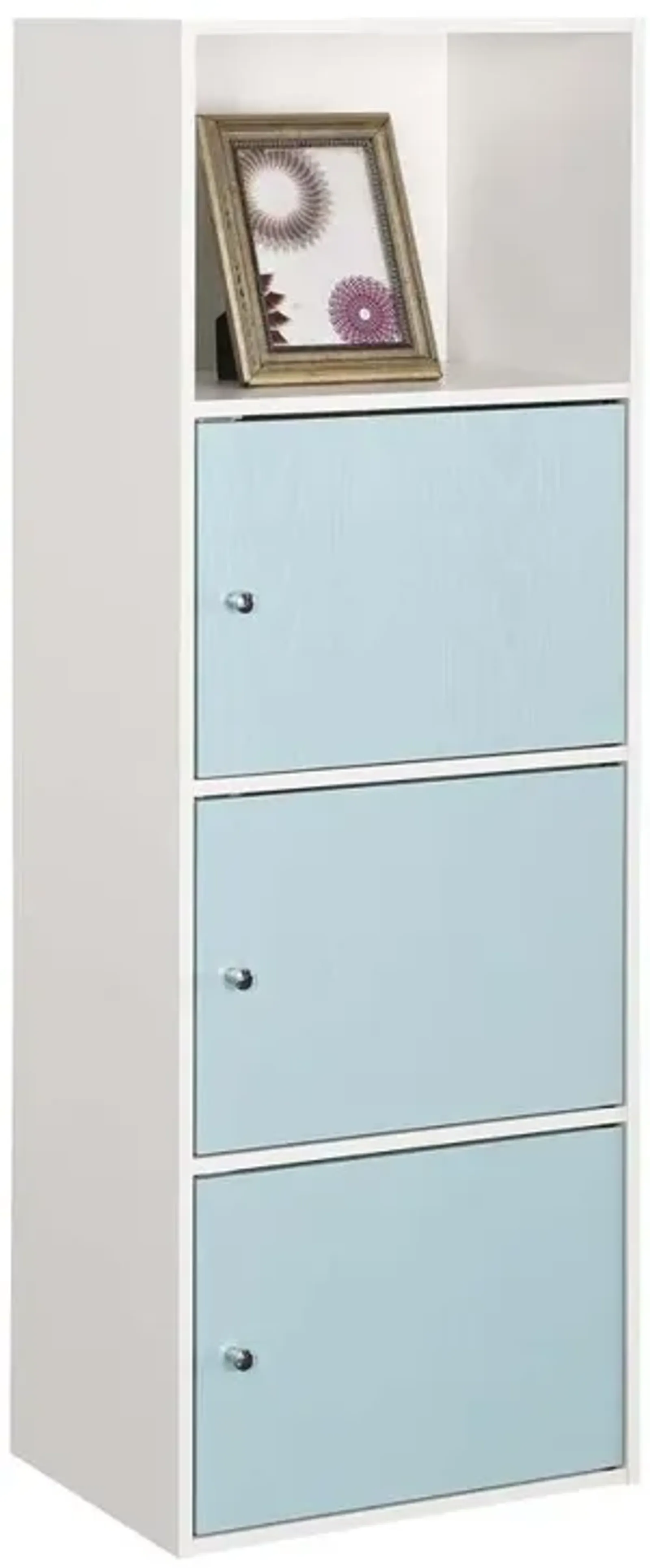 Convenience Concepts Xtra Storage 3 Door Cabinet with Shelf, White/Seafoam