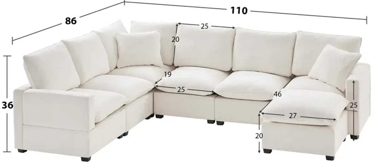 Merax Modern U Shape Modular Sofa with 2 Pillows