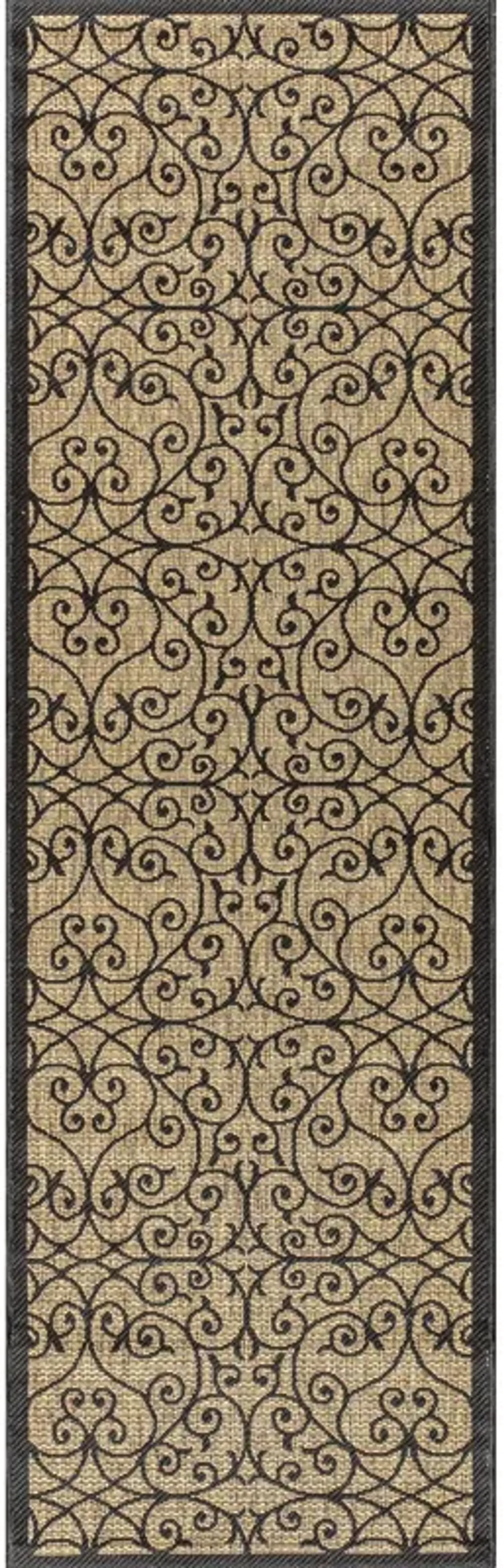 Madrid Vintage Filigree Textured Weave Indoor/Outdoor Runner Rug