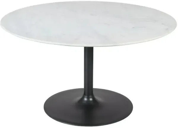 Jofran Rowan 42 Modern Luxury Pedestal Round Marble Dining Table