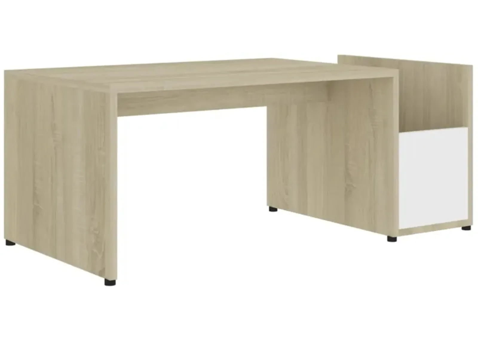 Aisifx Coffee Table White and Sonoma Oak 35.4"x17.7"x13.8" Chipboard