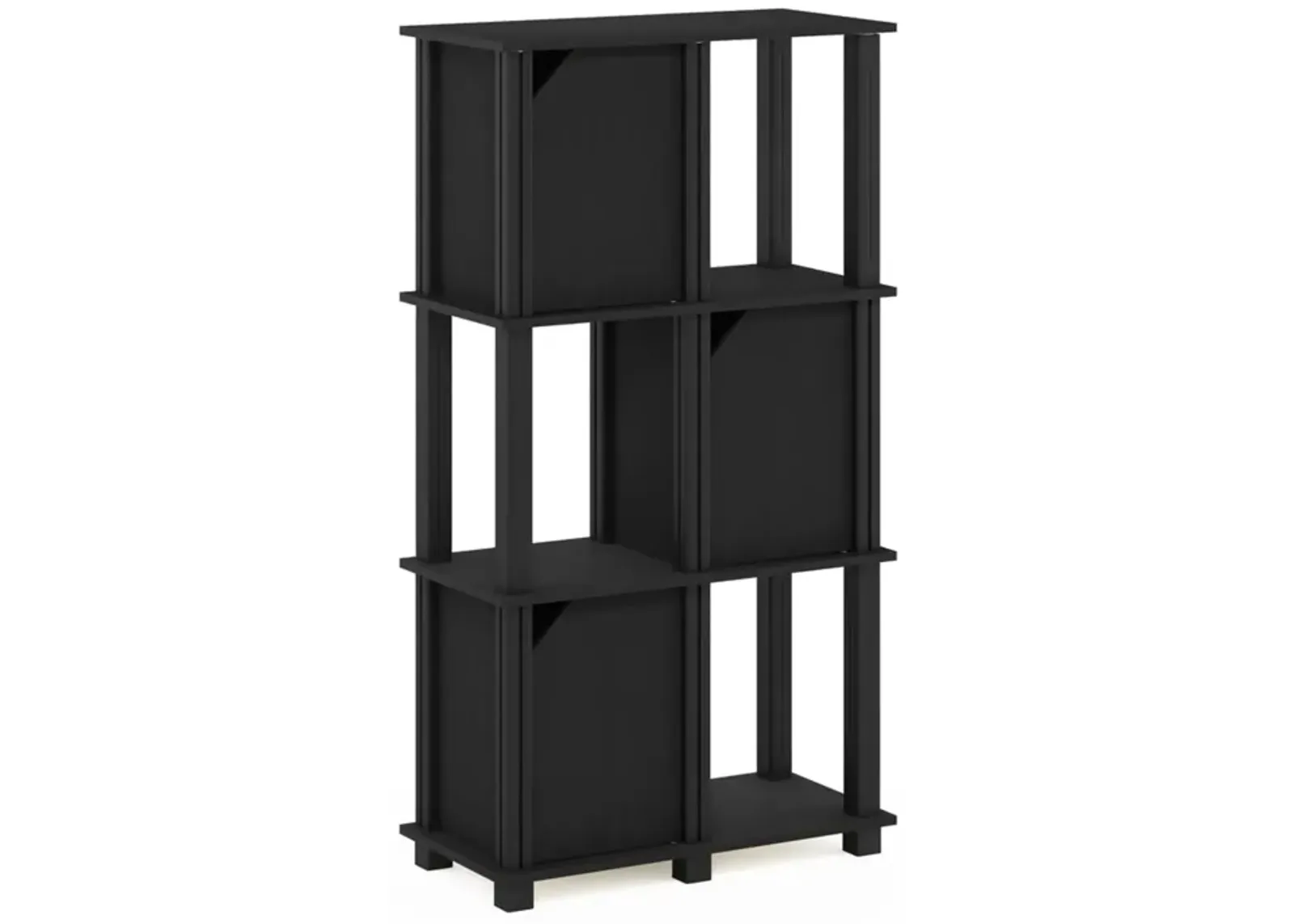 FURINNO Brahms Storage Shelf, 4-Tier, Black Oak/Black