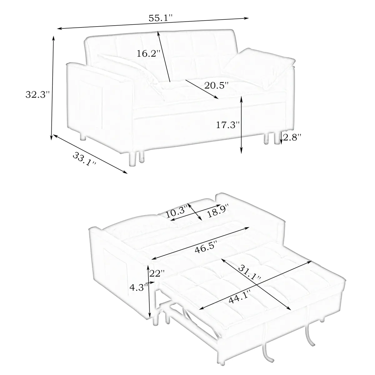 Merax Velvet Loveseat Futon Sofa Couch