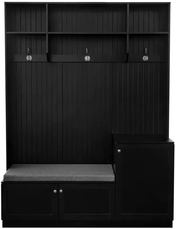 Merax Modern Elegant Hall Tree with Storage Shoe Cabinet, Bench with Cushion | Coat Rack Hooks, Entryway Organizer