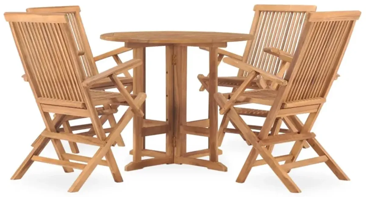 vidaXL 5 Piece Folding Outdoor Dining Set Solid Teak Wood