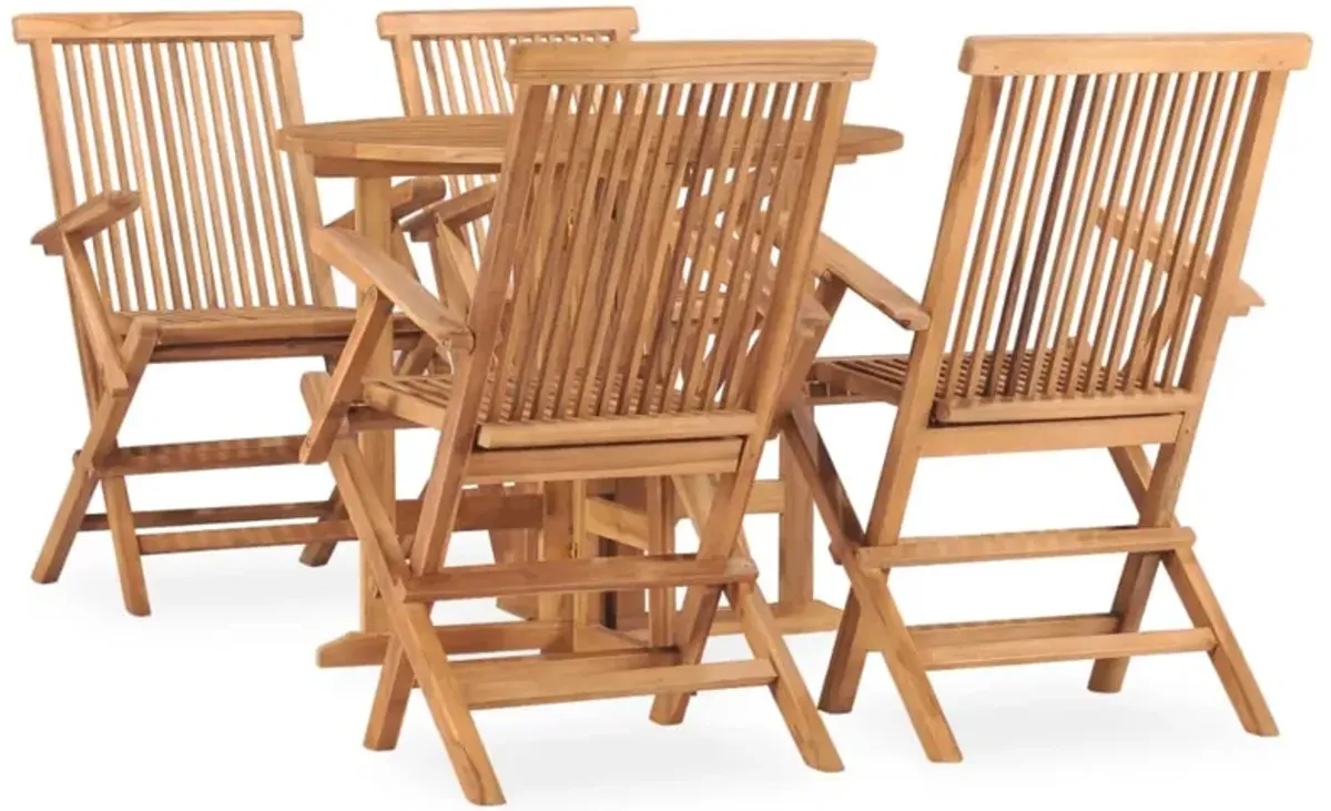 vidaXL 5 Piece Folding Outdoor Dining Set Solid Teak Wood