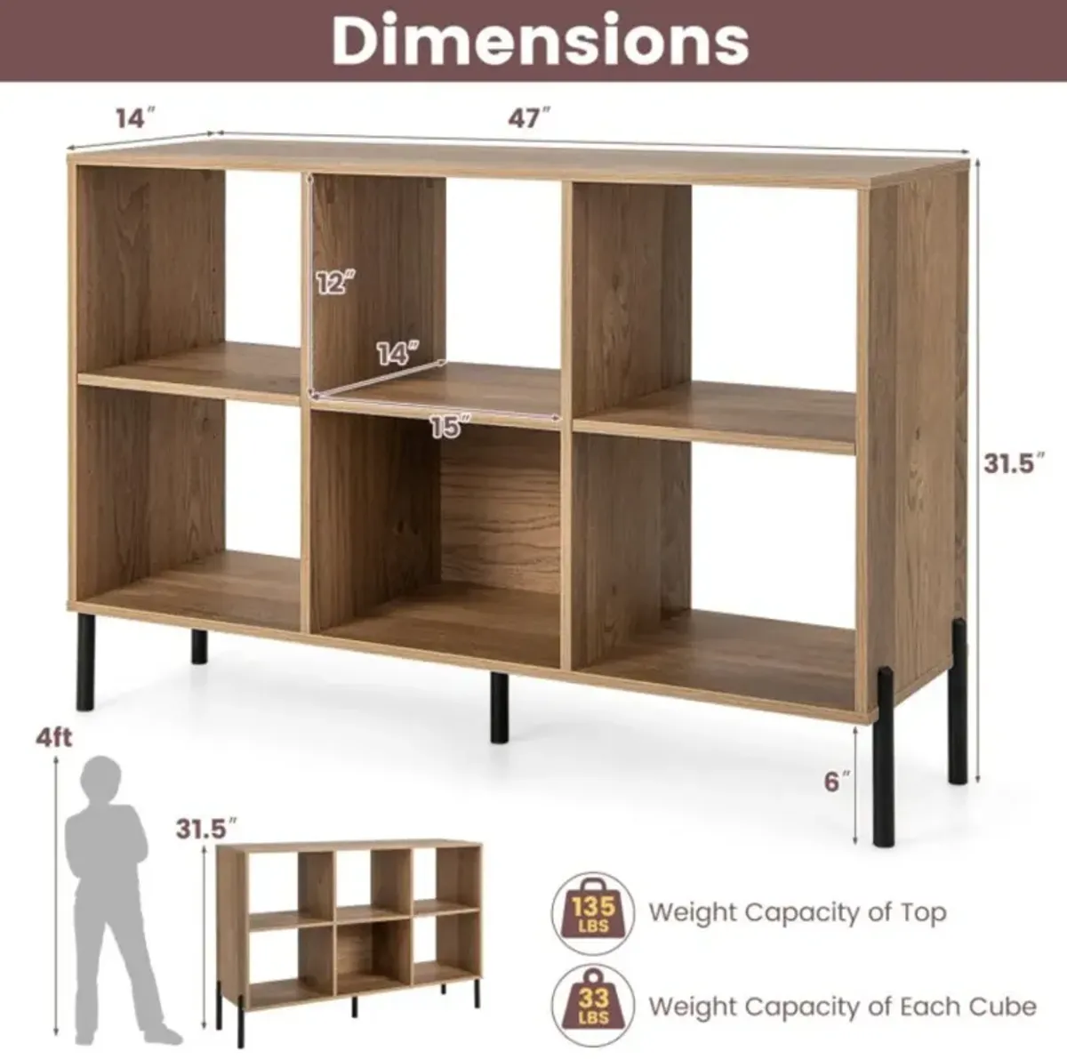 Hivvago Open-Back Bookshelf with Drawer for Study