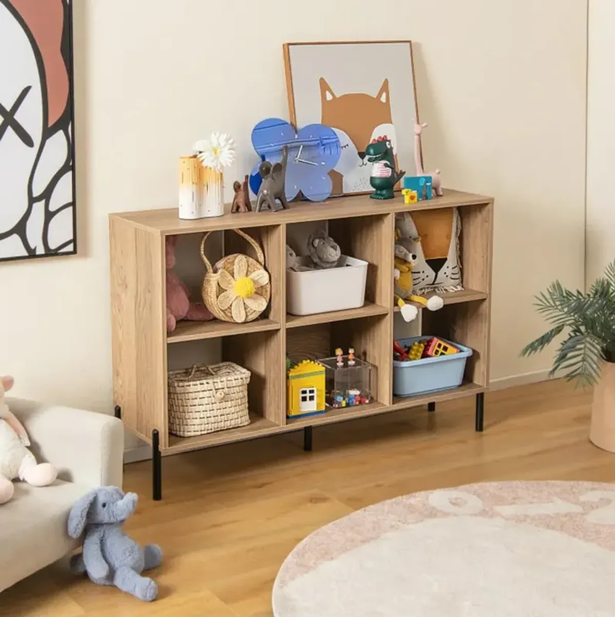 Hivvago Open-Back Bookshelf with Drawer for Study