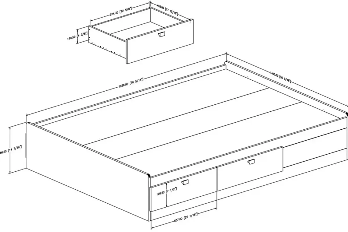 Hivvago Full size Modern Platform Bed with 4 Storage Drawers