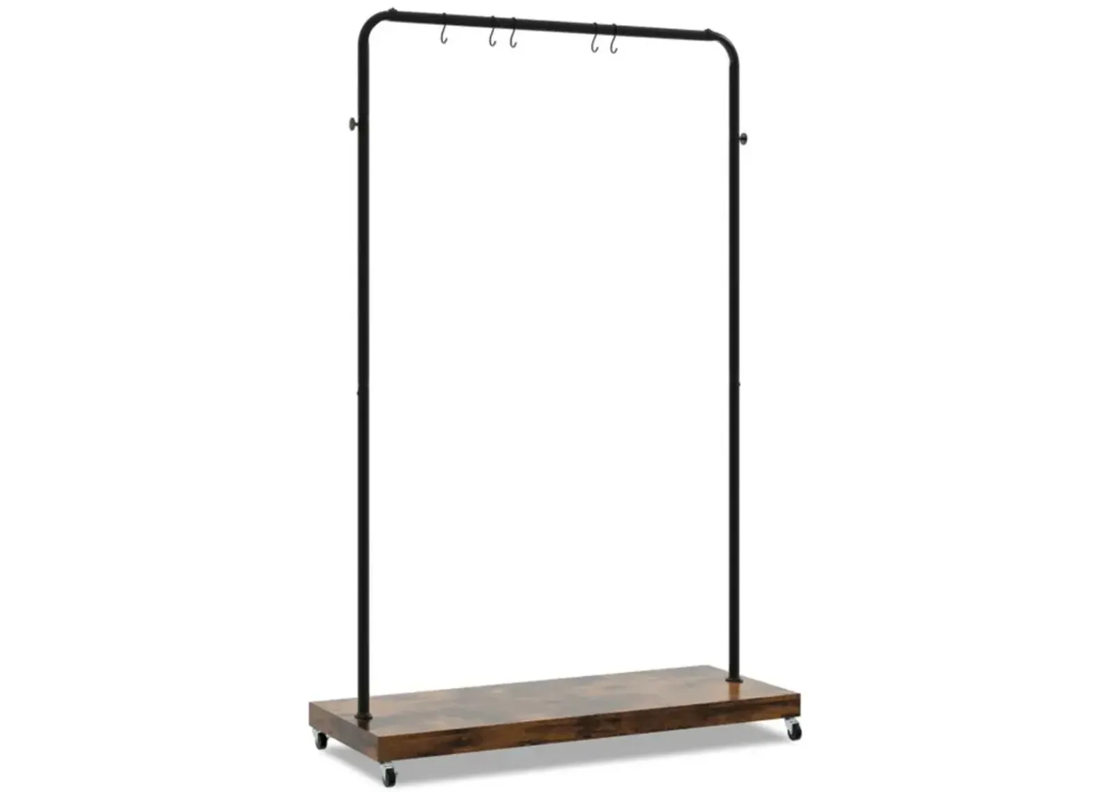 Hivvago Rolling Garment Rack with Hanging Hooks and Bottom Storage Shelf