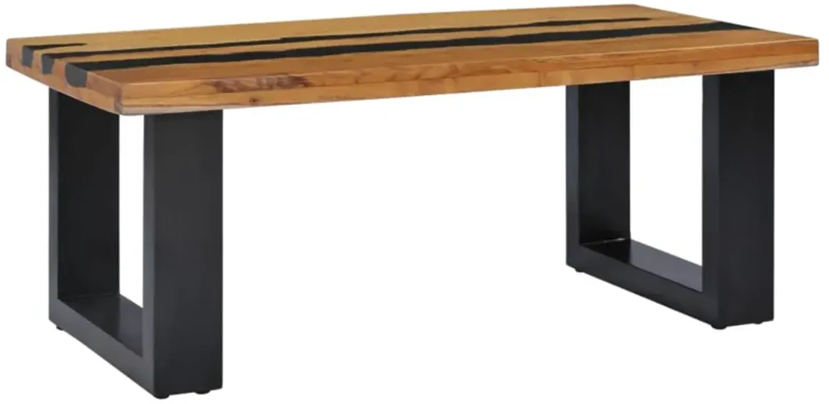 vidaXL Coffee Table 39.3"x19.6"x15.7" Solid Teak Wood and Lava Stone