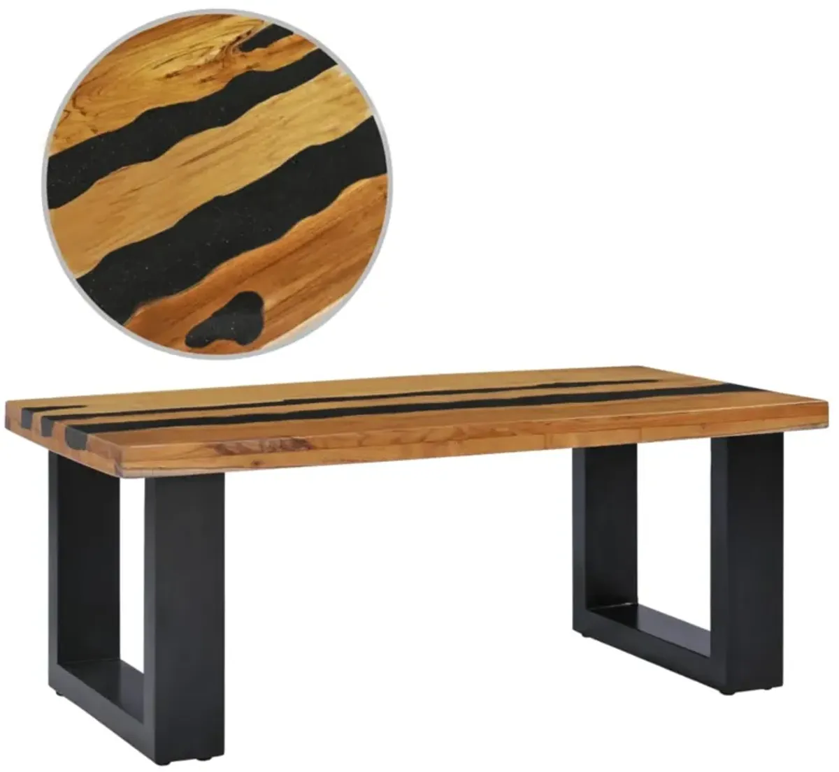 vidaXL Coffee Table 39.3"x19.6"x15.7" Solid Teak Wood and Lava Stone