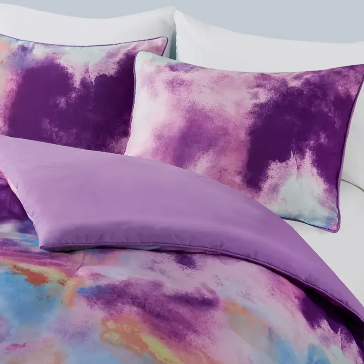 Gracie Mills Orion Dreamscape Watercolor Tie Dye Comforter Set with Cozy Throw Pillow