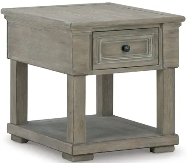Paul End Table, Drawer and Shelf, Rectangular 27 Inch Weathered Gray - Benzara