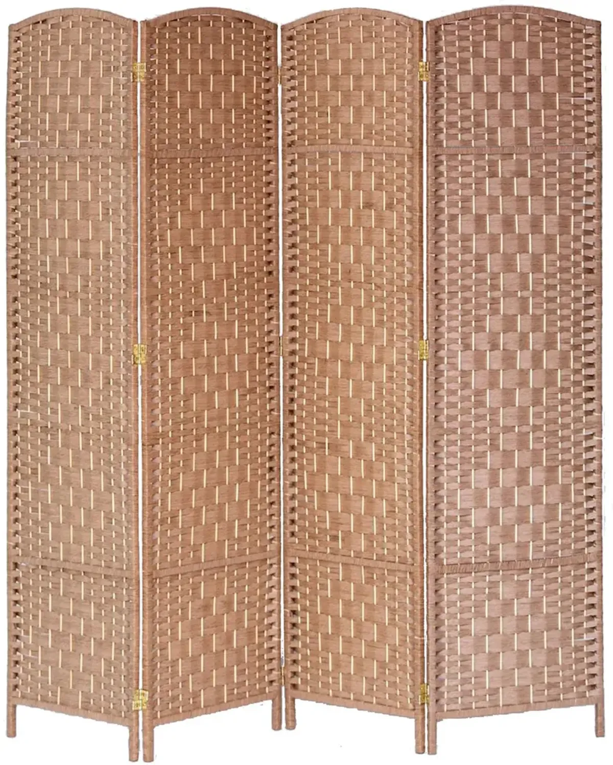 Legacy Decor 4 Panel Room Divider Privacy Screen Bamboo Fiber Natural Color