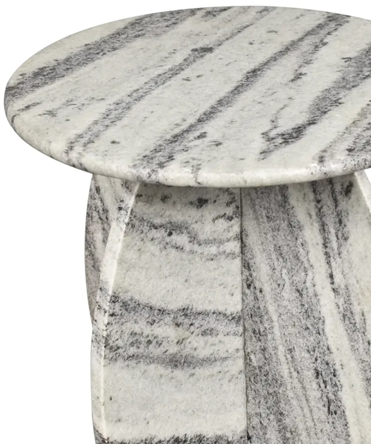 Venus 15" Contemporary Natural Marble Handmade X-Shaped End Table, Gray/Black