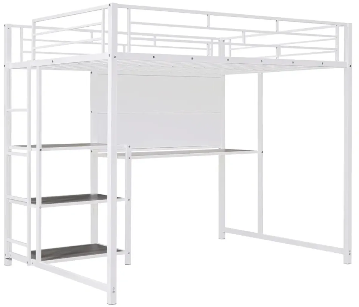 Merax Metal Loft Bed with Desk and Ladder