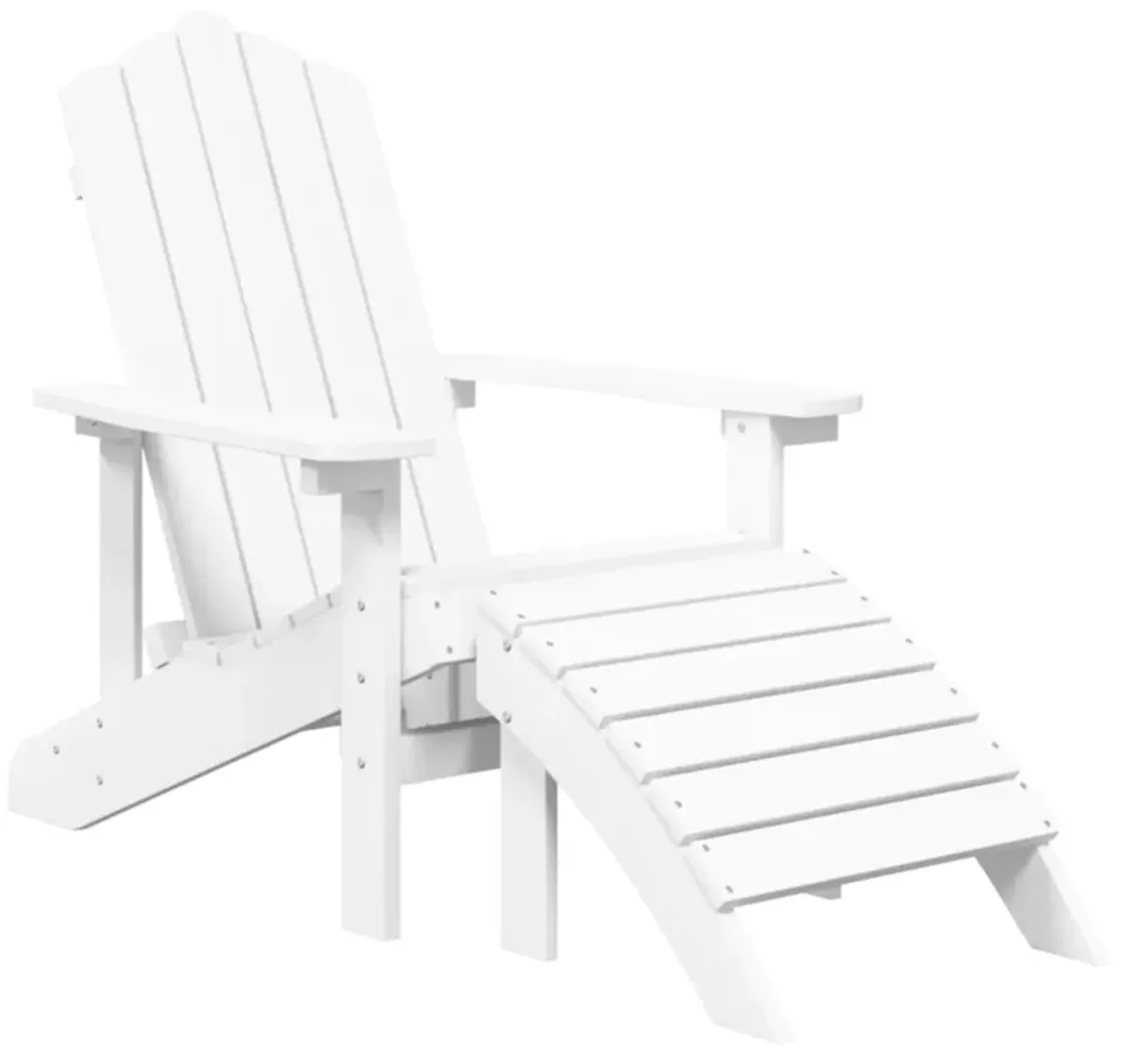 vidaXL Resistant HDPE White Patio Adirondack Chairs with Detachable Footstool and Table, Weather-Resistant, Low-Maintenance, Comfortable Design, Perfect for Garden/Terrace