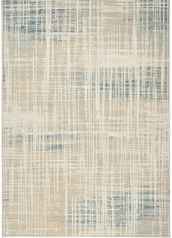 Washable Decor WSD07 Beige/Blue 6'7" x 9' Rug