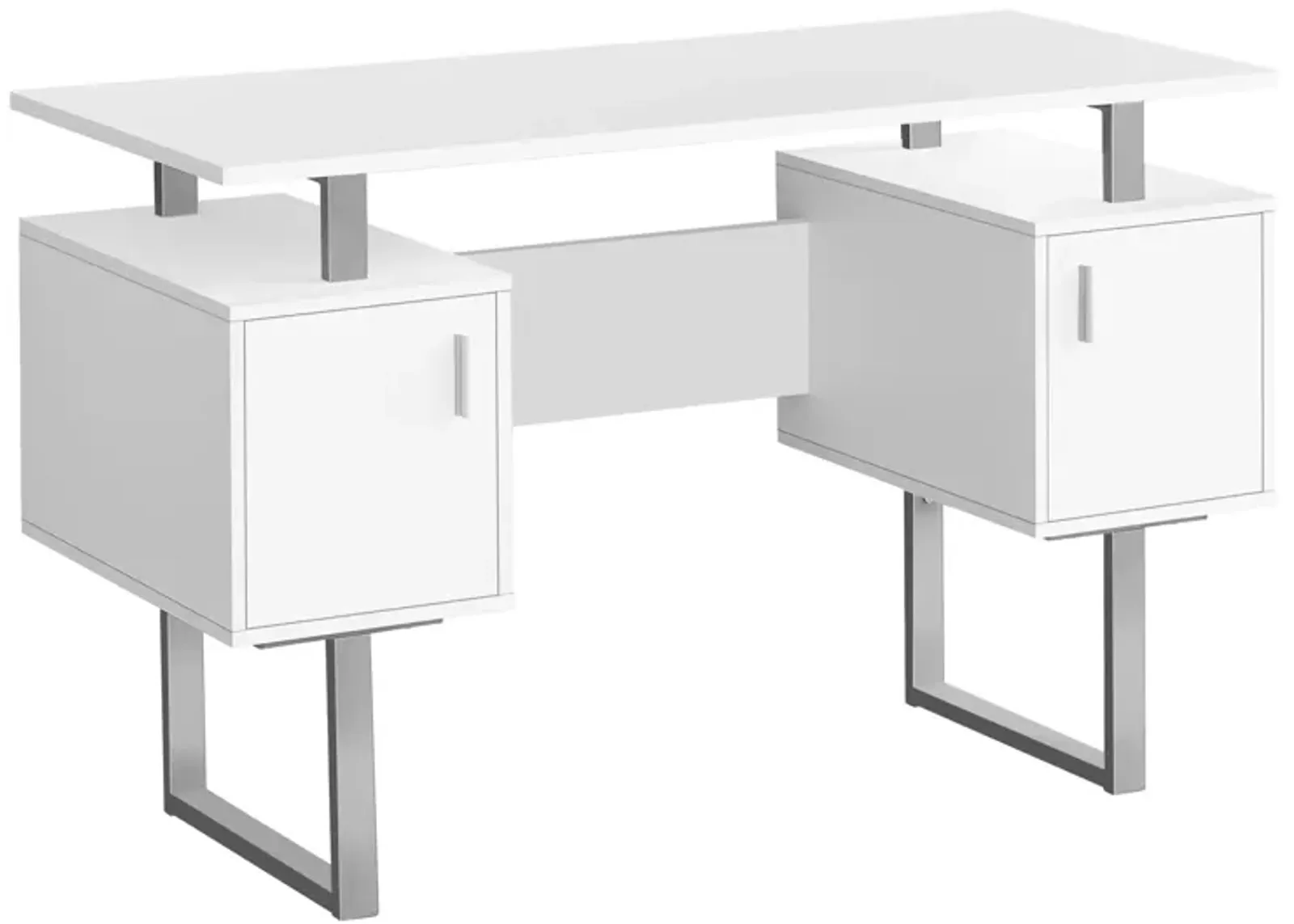 Monarch Specialties I 7605 Computer Desk, Home Office, Laptop, Storage, 48"L, Work, Metal, Laminate, White, Grey, Contemporary, Modern