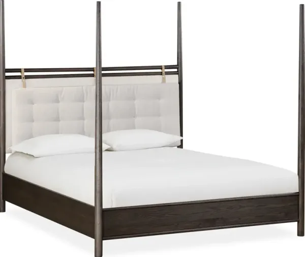 Rockport Upholstered King-size Poster Bed in Yin and Turtle Dove Linen