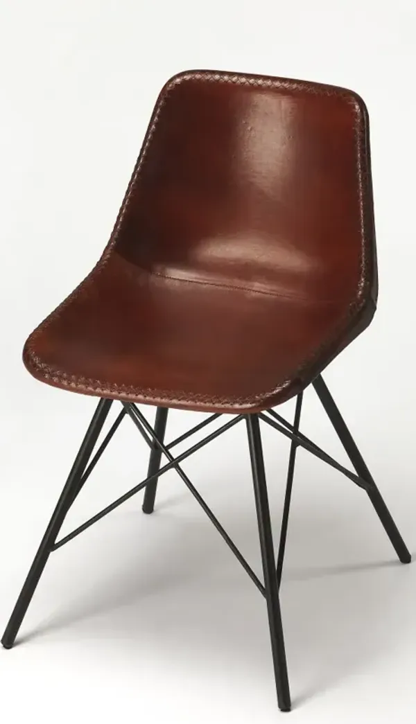 Contemporary Faux Leather Dining Chair with Cushioned Seat