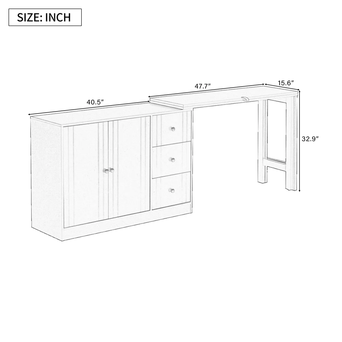 Merax Sideboard Cabinet with Adjustable Pull-Out Top