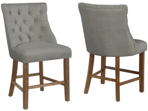 Best Quality Furniture Counter height chair set of 2 in grey linen fabric