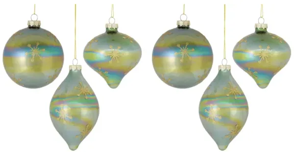 Ornament (Set of 6) 4".75"H, 4.75"H, 6"H Glass
