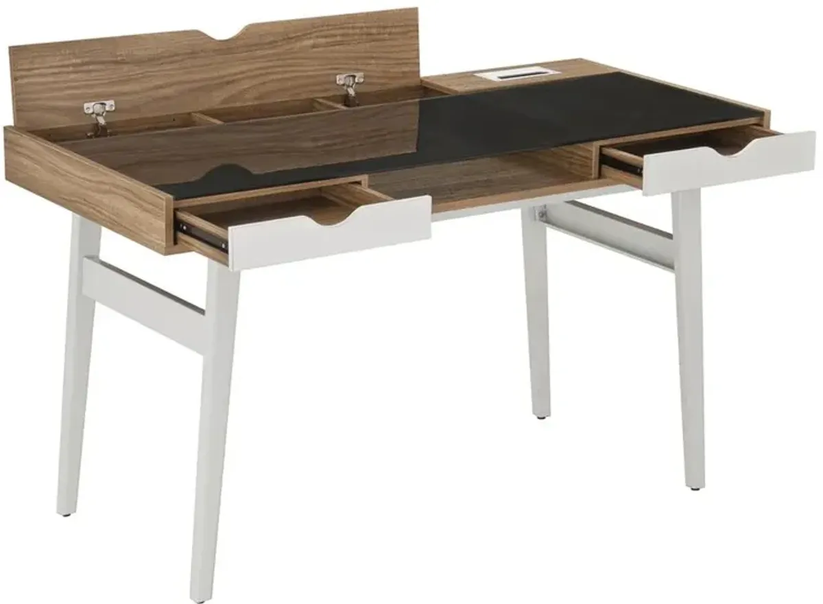 Techni Mobili Compact Computer Desk with Multiple Storage. Color: Walnut