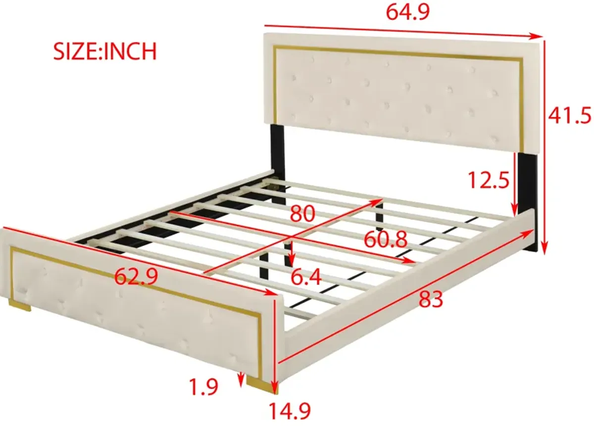 Merax Velvet Upholstered Platform Bed Frame