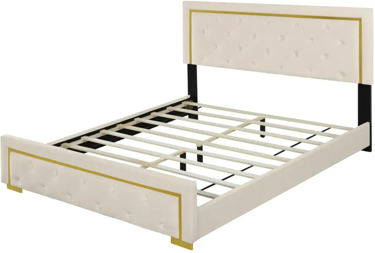 Merax Velvet Upholstered Platform Bed Frame