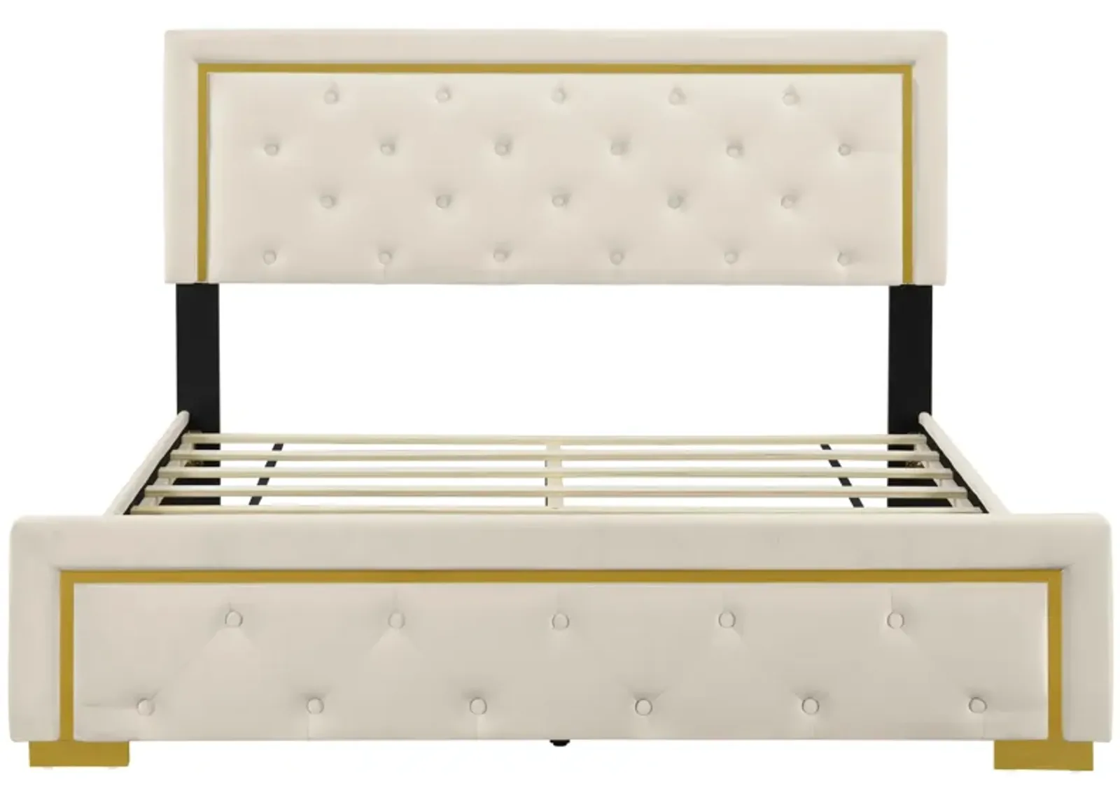 Merax Velvet Upholstered Platform Bed Frame