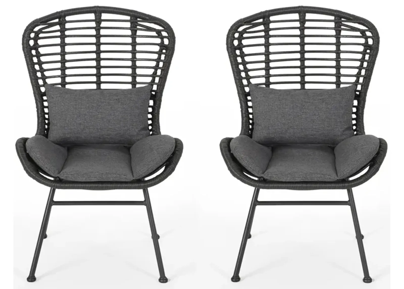 Merax 2 Pieces Outdoor Rattan Patio Chairs Set