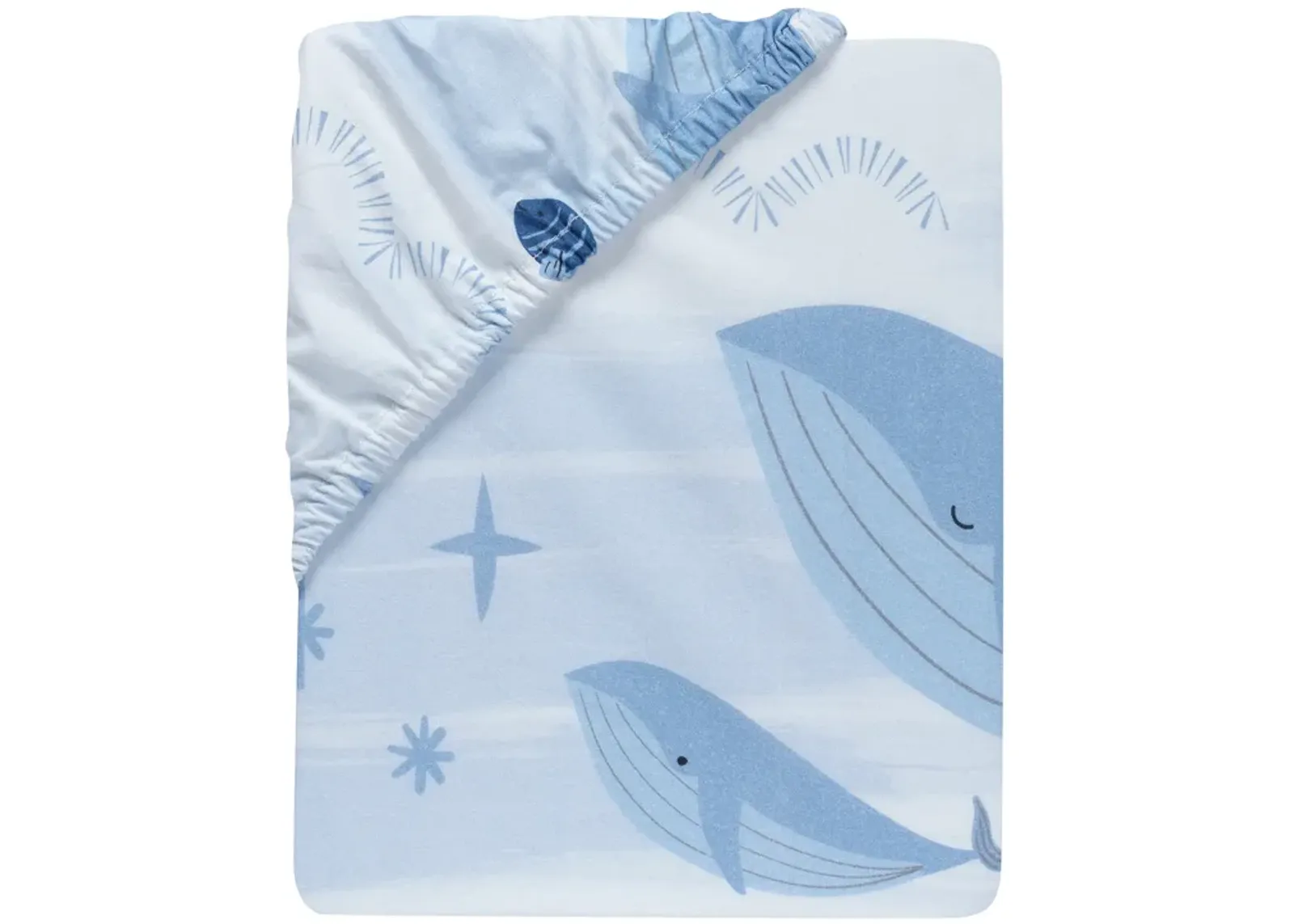 Lambs & Ivy Bubbles & Squirt 100% Cotton Whale/Ocean Fitted Crib/Toddler Sheet