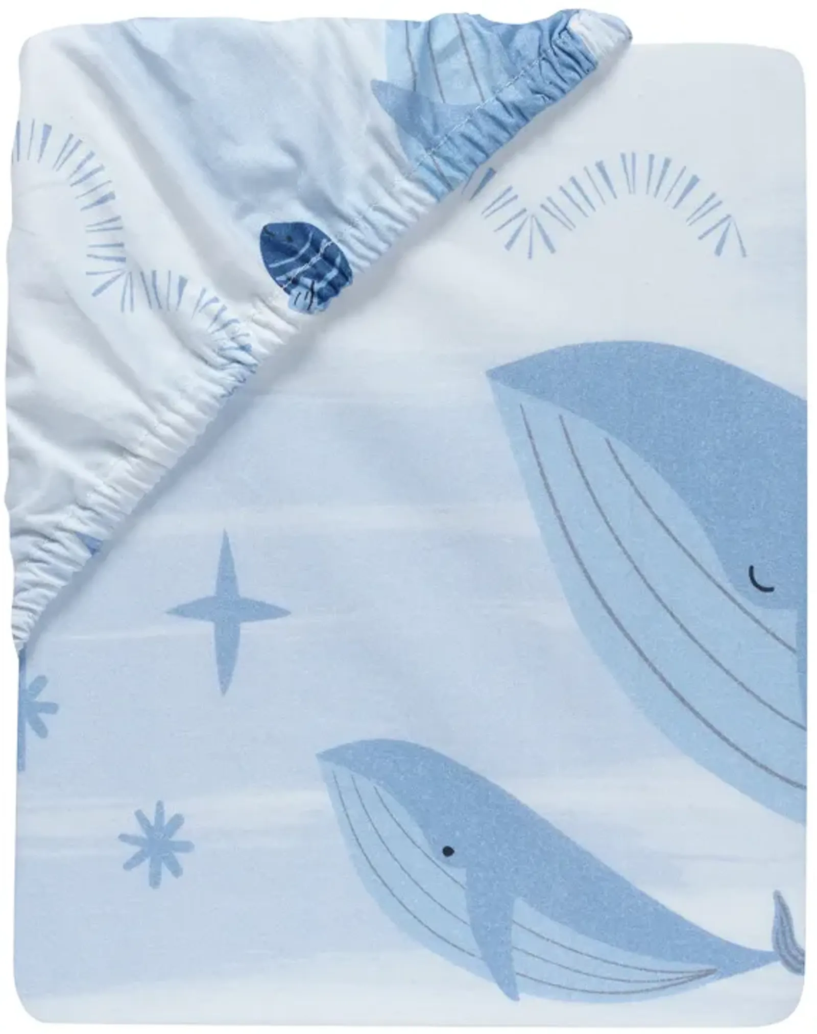 Lambs & Ivy Bubbles & Squirt 100% Cotton Whale/Ocean Fitted Crib/Toddler Sheet