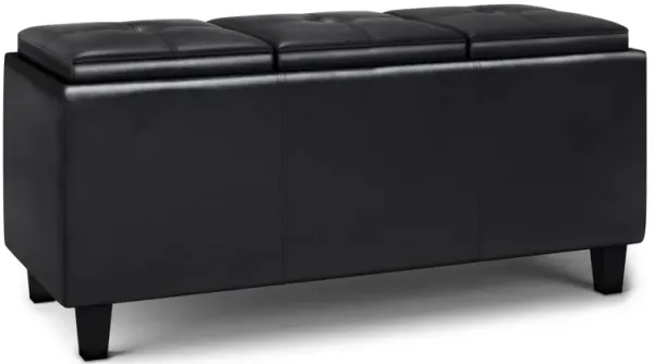 Avalon 42 in Wide Rectangle Tray Storage Ottoman with Lift Up Lids