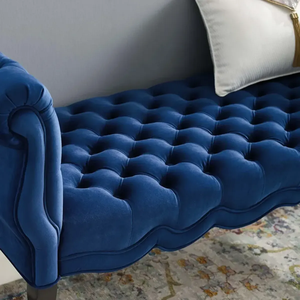 Adelia Chesterfield Style Button Tufted Performance Velvet Bench