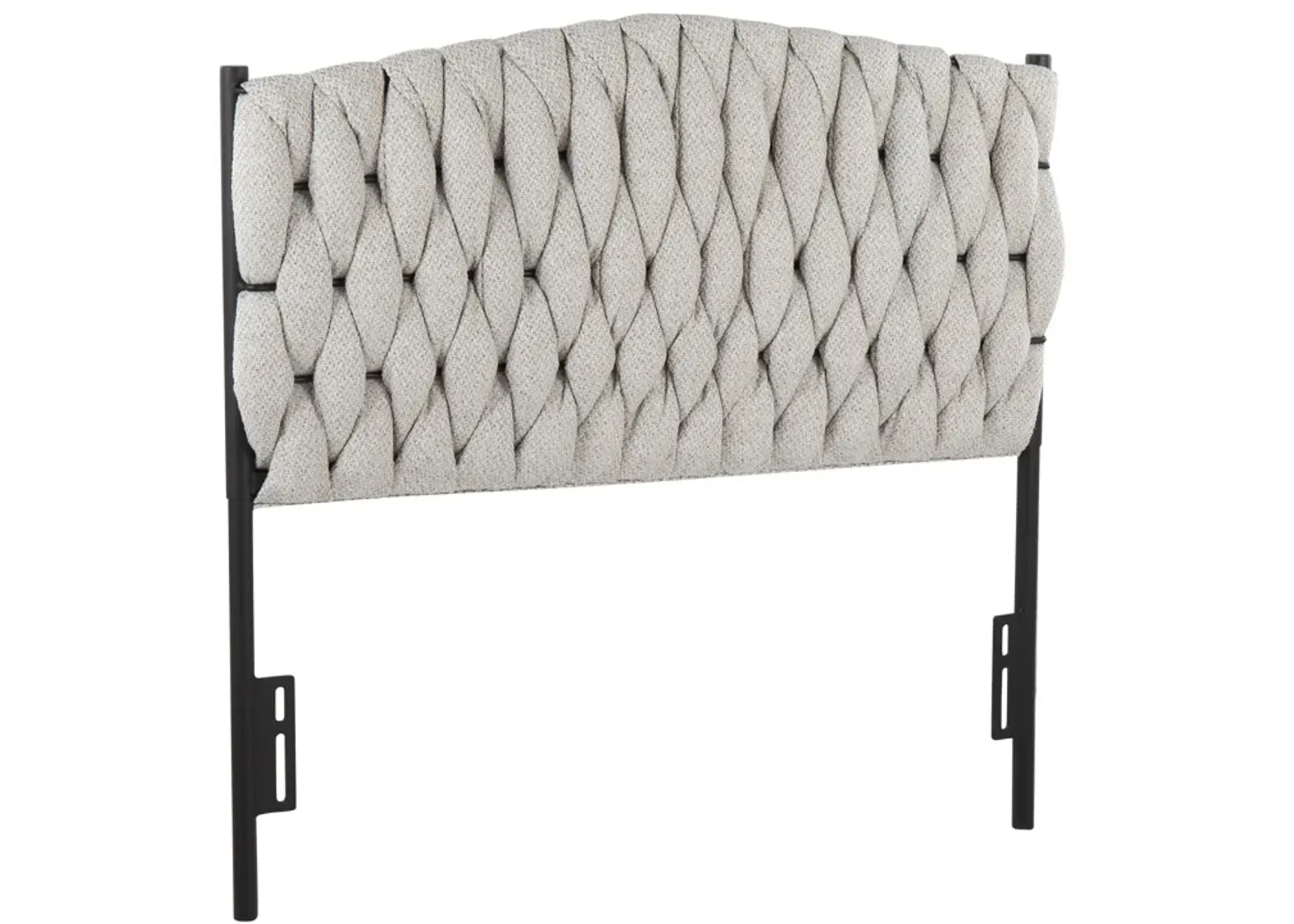 Braided Matisse Twin Size Headboard in Black Metal and Cream Fabric by Lumi Source