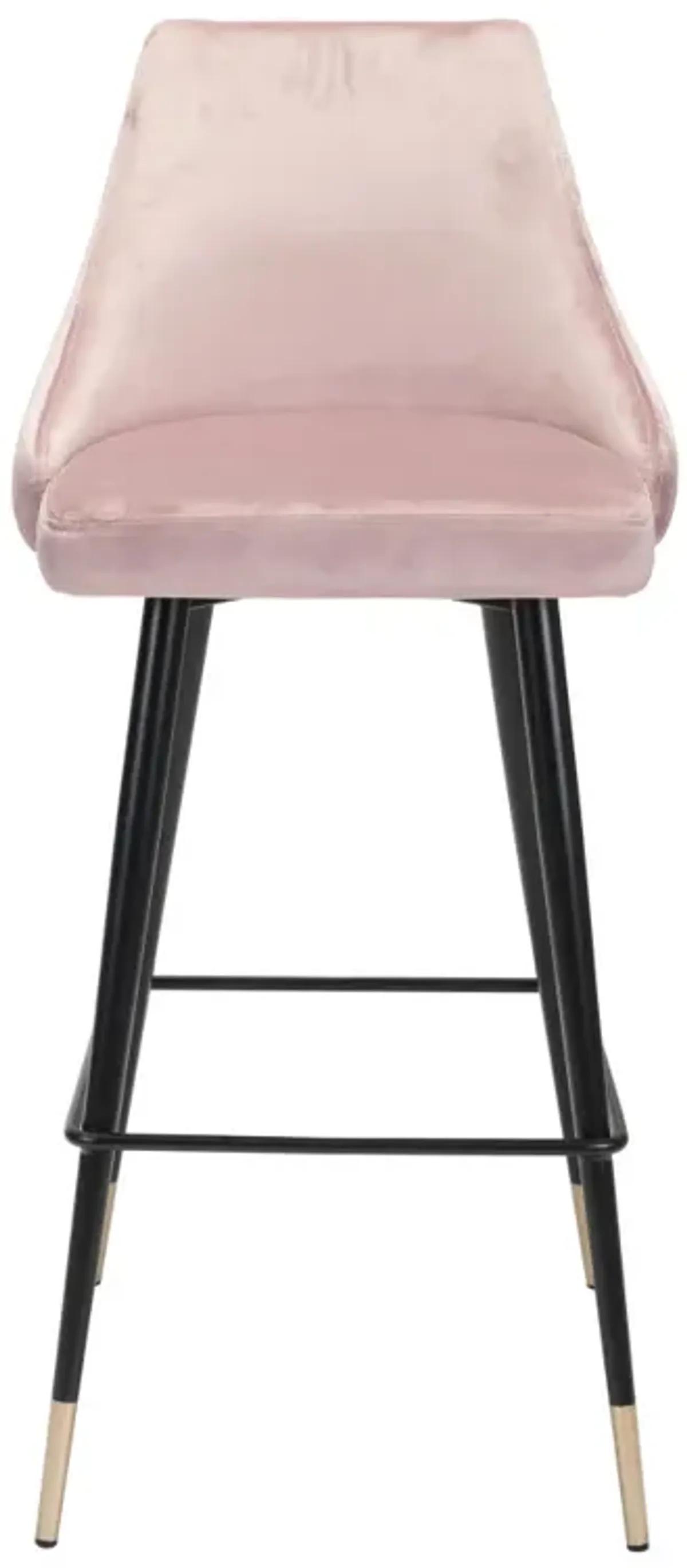 Hivvago 30 Inch Pink And Black Velvet And Steel Bar Height Bar Chair