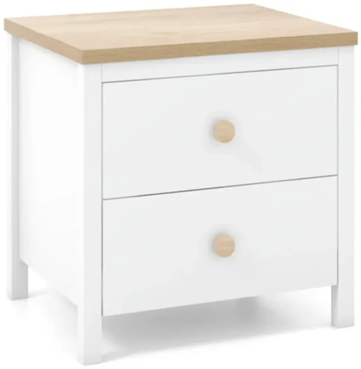 Hivvago 2-Drawer Nightstand with Rubber Wood Legs