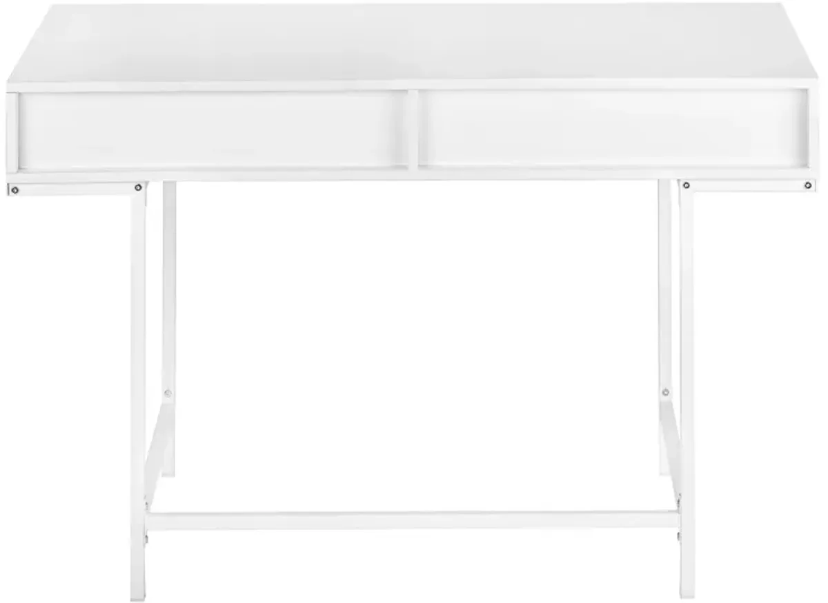 Monarch Specialties I 7554 Computer Desk, Home Office, Laptop, Storage Drawers, 48"L, Work, Metal, Laminate, White, Contemporary, Modern