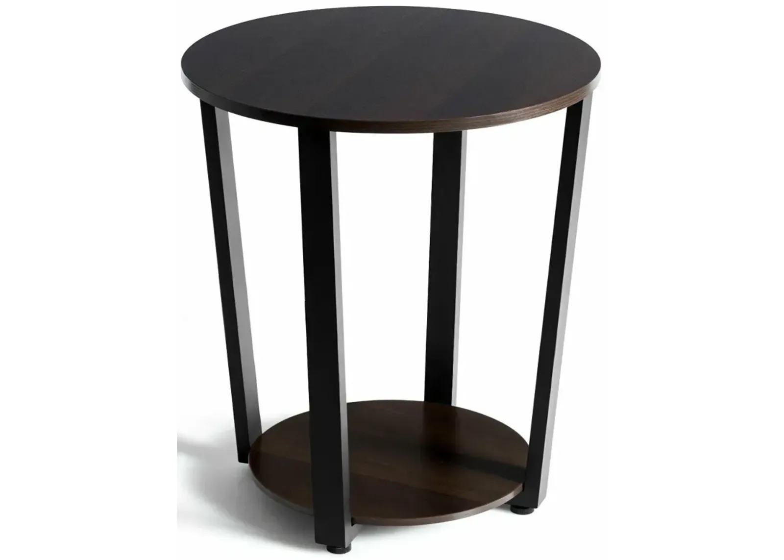 2-tier Round End Table with Storage Shelf & Metal Frame