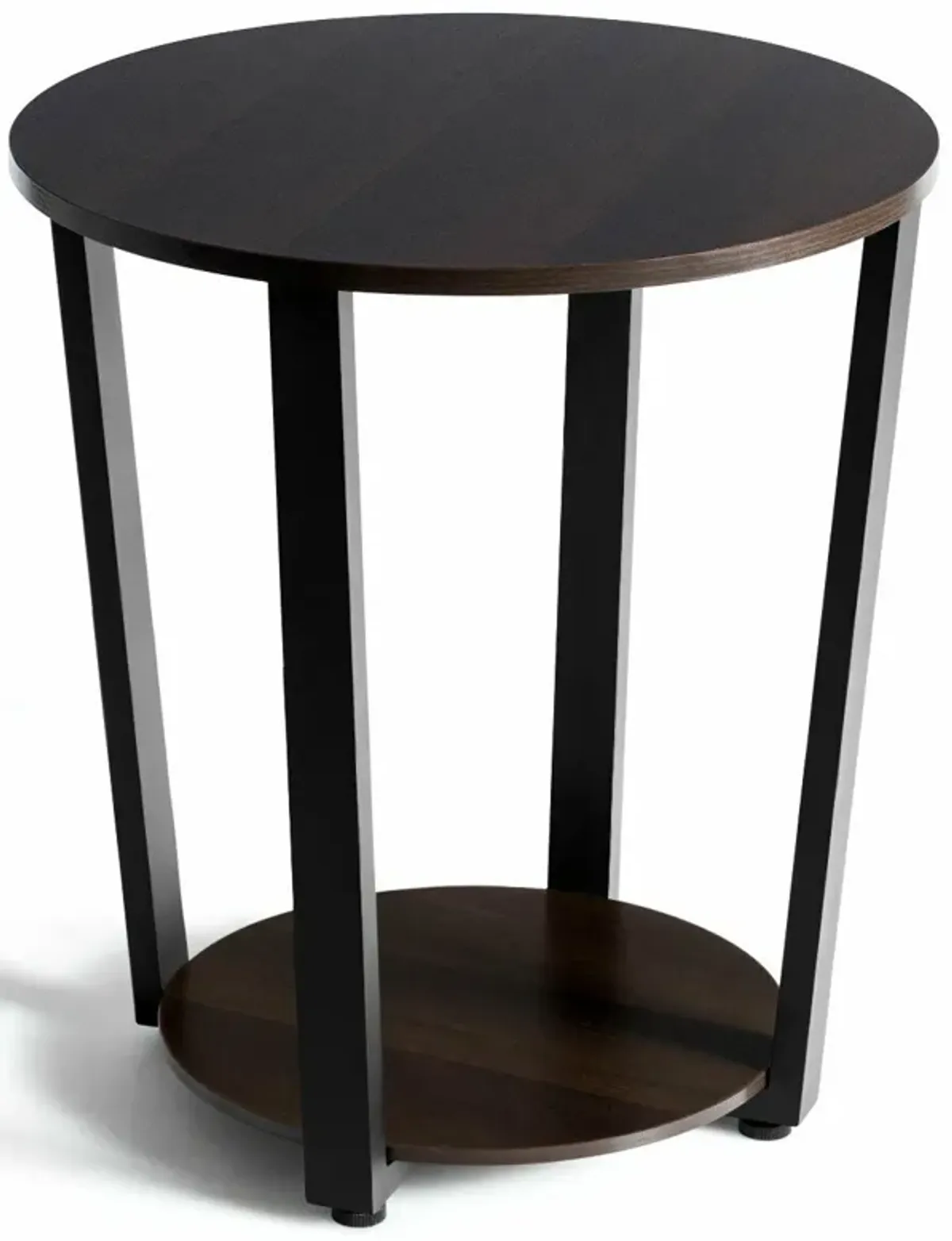 2-tier Round End Table with Storage Shelf & Metal Frame