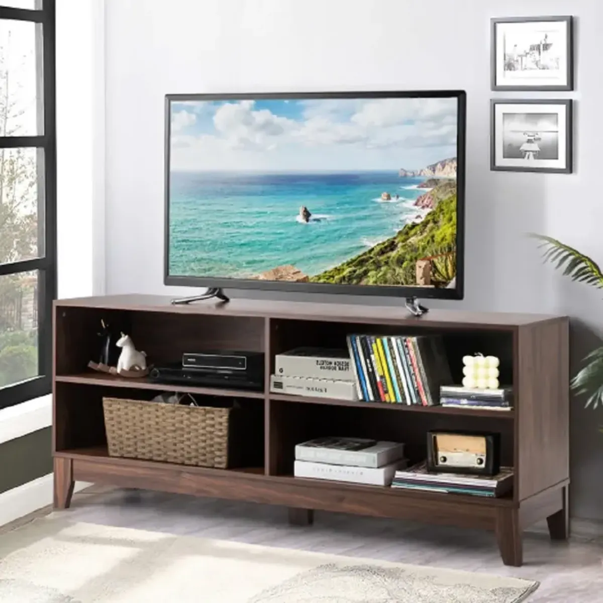 58 Inch Modern Entertainment Media Center Wood TV Stand