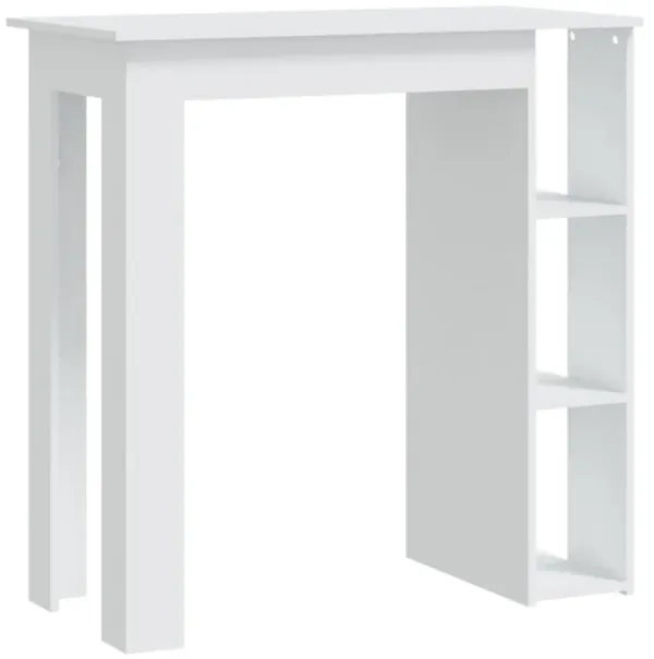 vidaXL Bar Table with Shelf White 40.2"x19.7"x40.7" Chipboard