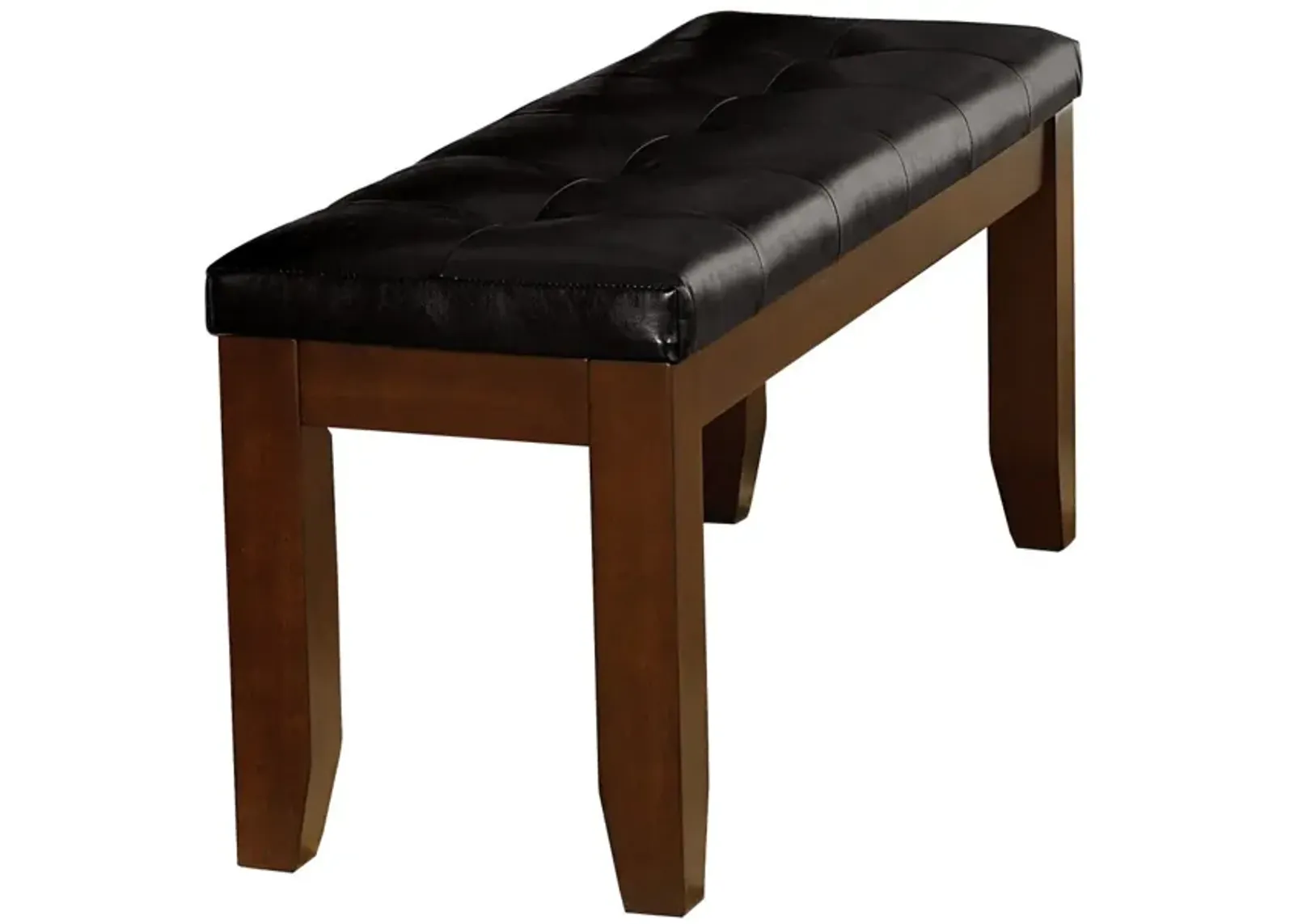 Dark Oak Finish Wooden Bench 1 Piece Faux Leather Upholstered Seat Simple Dining Furniture