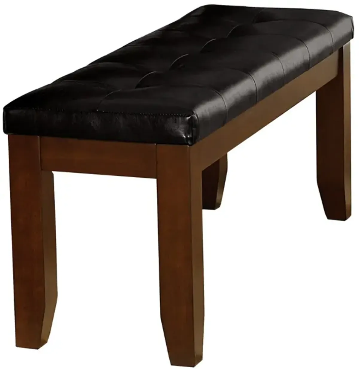 Dark Oak Finish Wooden Bench 1 Piece Faux Leather Upholstered Seat Simple Dining Furniture